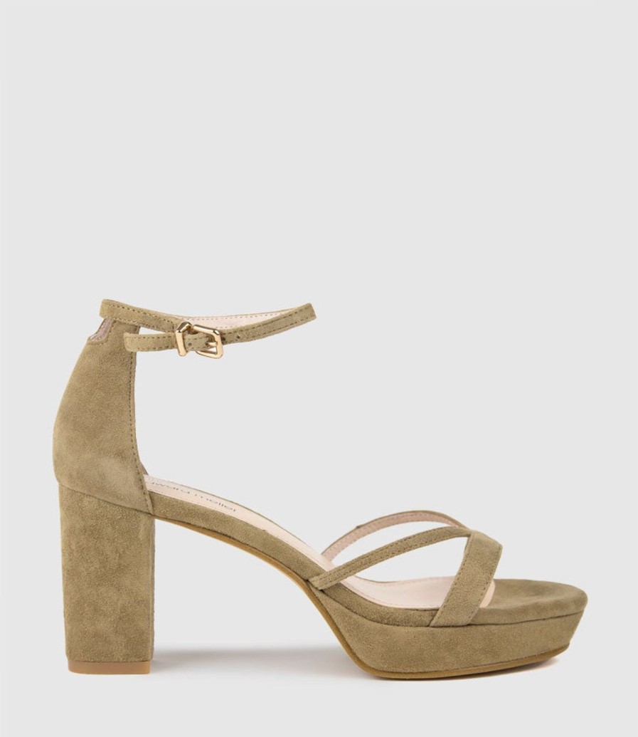 Edward Meller Rina80 Platform Sandal In Camel Suede Hot