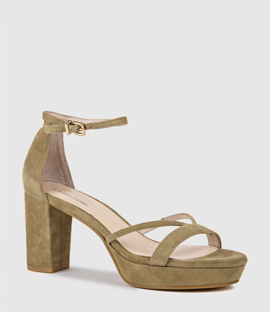 Edward Meller Rina80 Platform Sandal In Camel Suede Hot