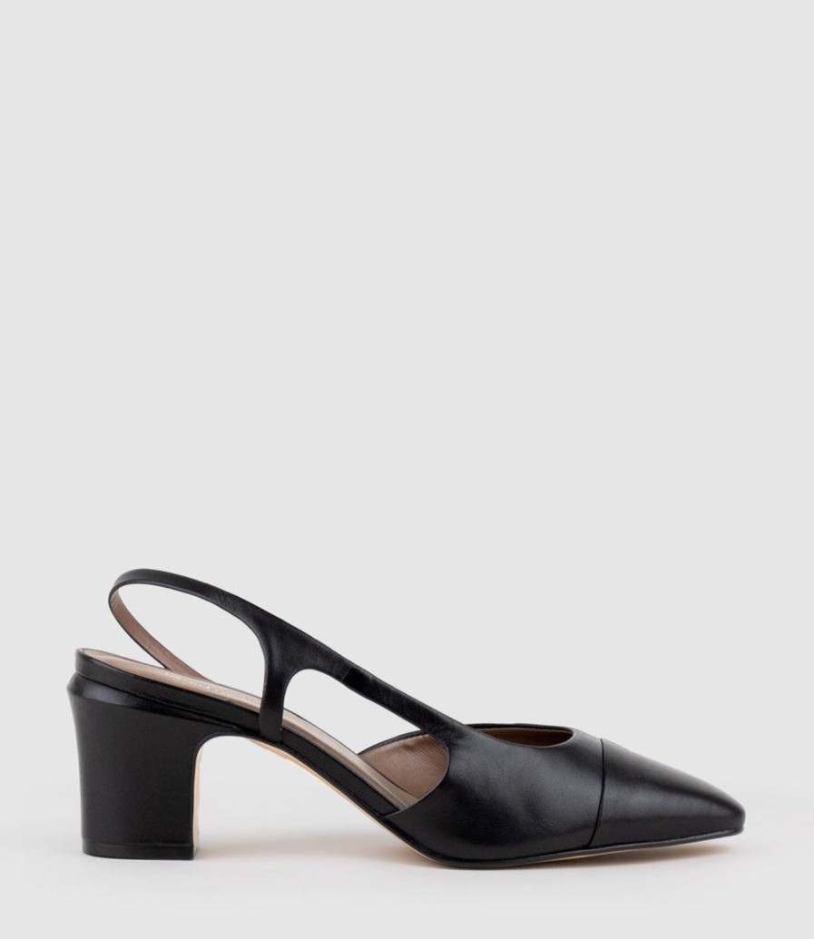 Edward Meller Danica75 Cap Toe Dorsay Slingback Pump In Black New