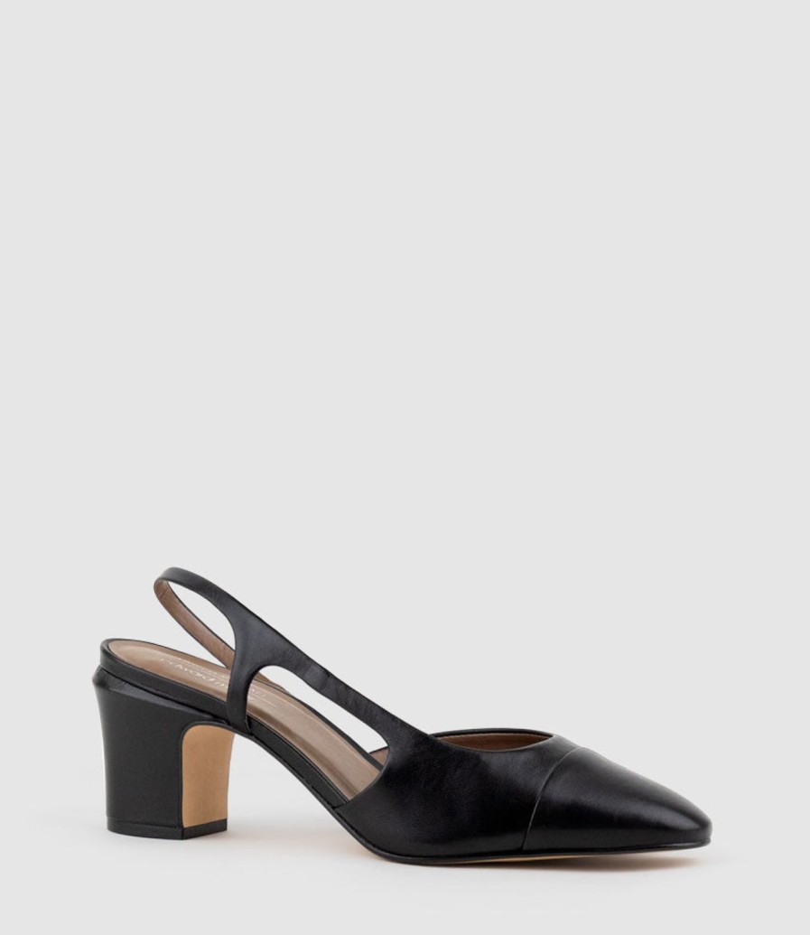 Edward Meller Danica75 Cap Toe Dorsay Slingback Pump In Black New