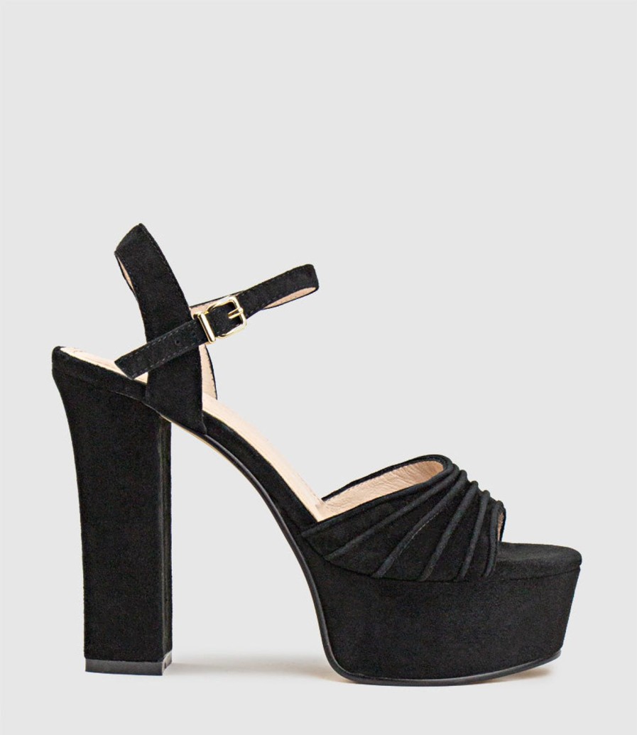 Edward Meller Regal125 Extra High Platform Sandal In Black Suede Online