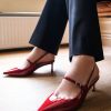 Edward Meller Dove55 Slingback With Strap In Ruby Patent Best