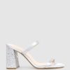 Edward Meller Kaiya85 Two Strap Slide In Silver Satin Hot