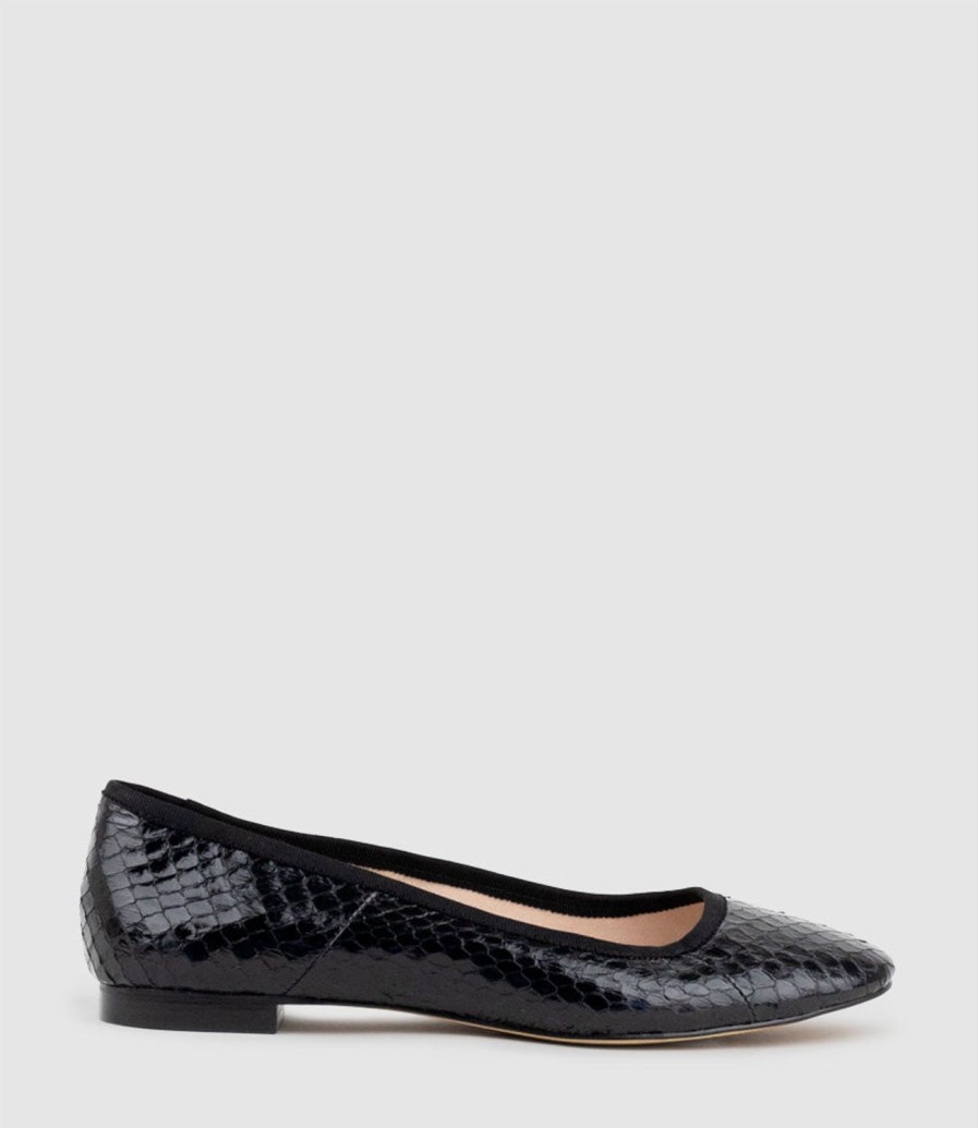 Edward Meller Faile Ballet With Grosgrain Piping In Black Snake Best