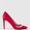 Edward Meller Avery100 Pump With Mesh Detail In Red Suede Clearance