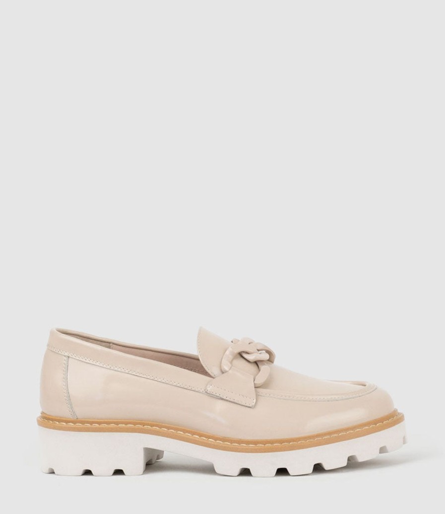 Edward Meller Galt Moccasin With Tonal Trim In Blush High Shine Hot