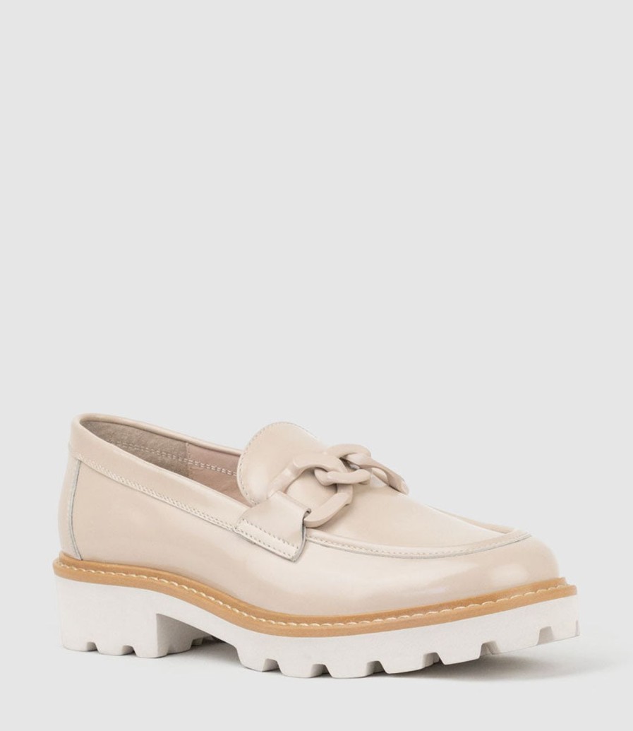 Edward Meller Galt Moccasin With Tonal Trim In Blush High Shine Hot