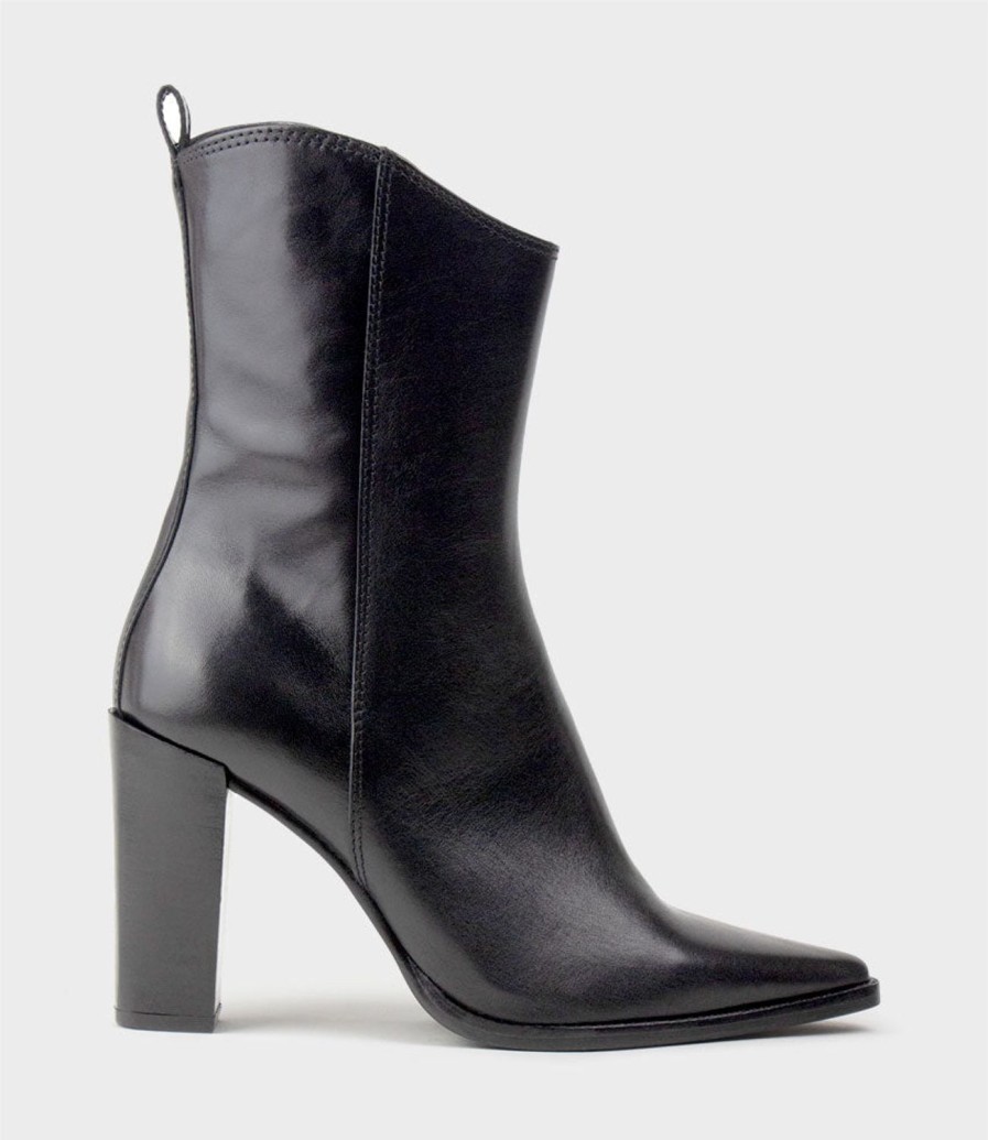 Edward Meller Xena Western Ankle Boot In Black New