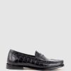 Edward Meller Hugo Penny Loafer In Black Croc Best