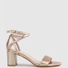 Edward Meller Kenia60 Block Heel Sandal With Hourglass Ankle Wrap In Rosegold New