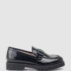 Edward Meller Galad Moccasin With Hardware In Black High Shine Clearance