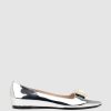 Edward Meller Emrata Pointed Ballet With Trim In Silver New