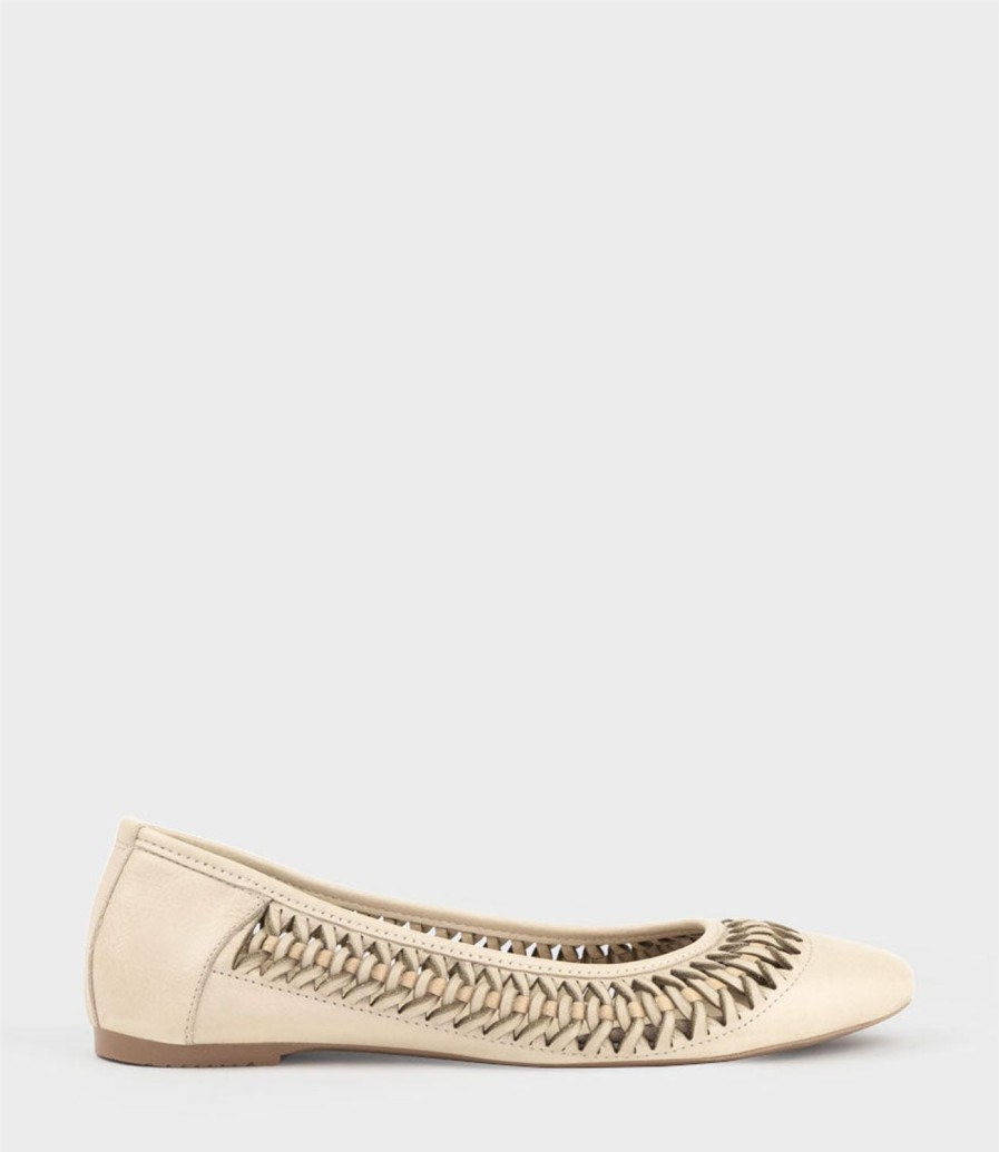 Edward Meller Emina Woven Detail Ballet In Beige Wholesale