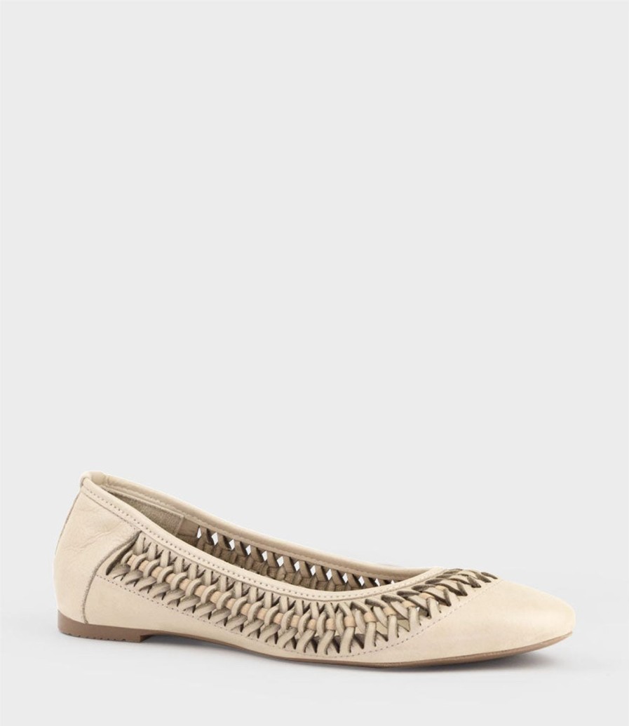 Edward Meller Emina Woven Detail Ballet In Beige Wholesale