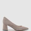 Edward Meller Brooke65 Pointed Block Heel Pump In Dust Suede Clearance