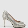 Edward Meller Corine95 Peeptoe Pump In Silver Wholesale