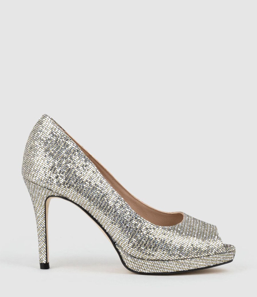 Edward Meller Corine95 Peeptoe Pump In Silver Wholesale