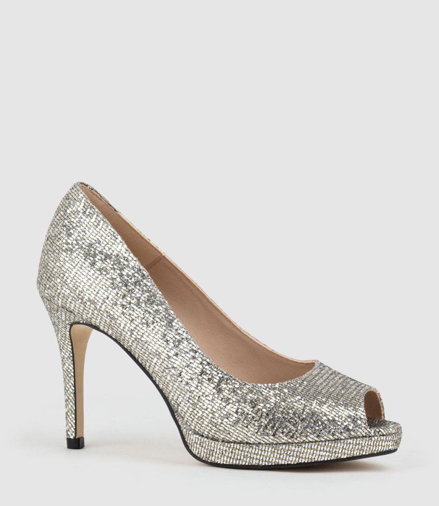 Edward Meller Corine95 Peeptoe Pump In Silver Wholesale