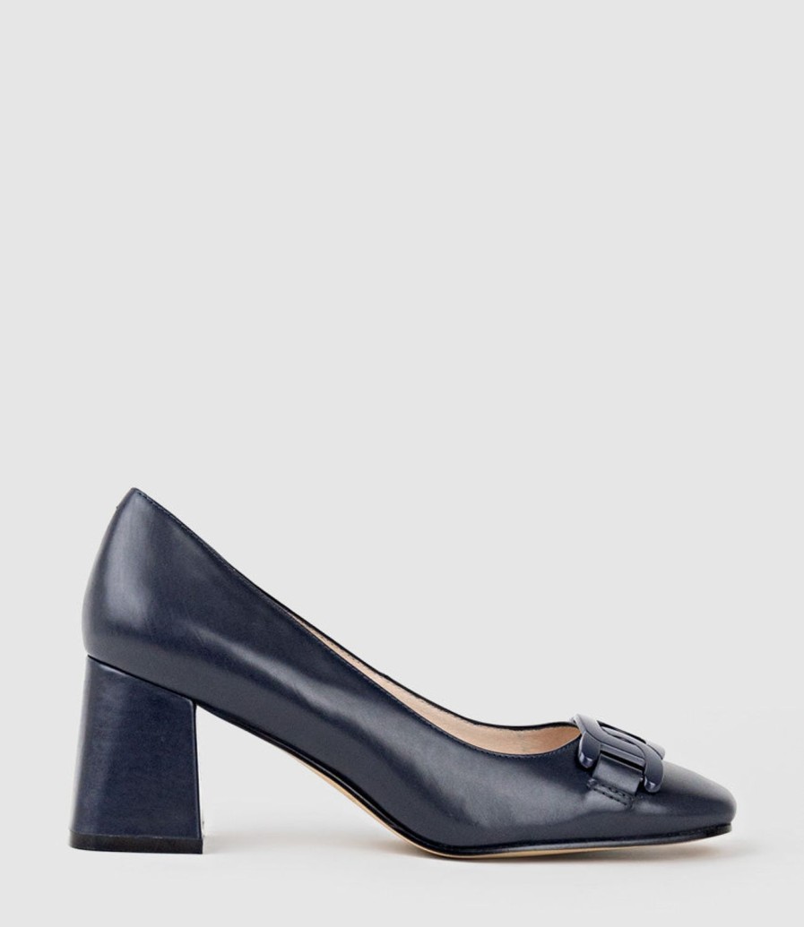 Edward Meller Bianca65 Pump With Trim In Navy Calf Best