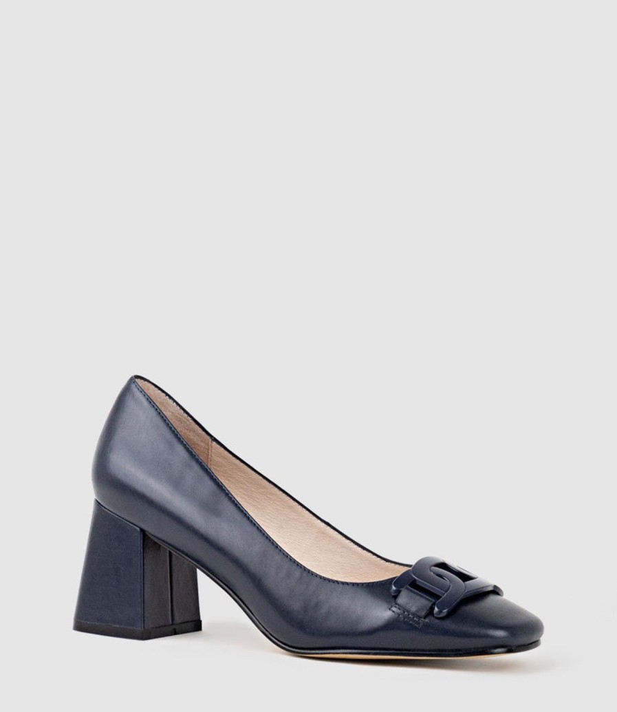 Edward Meller Bianca65 Pump With Trim In Navy Calf Best