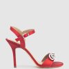 Edward Meller Serene100 Sandal With Crystal Bow In Red Satin Online