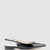 Edward Meller Elvan Flat Pointed Slingback In Black Eel Clearance