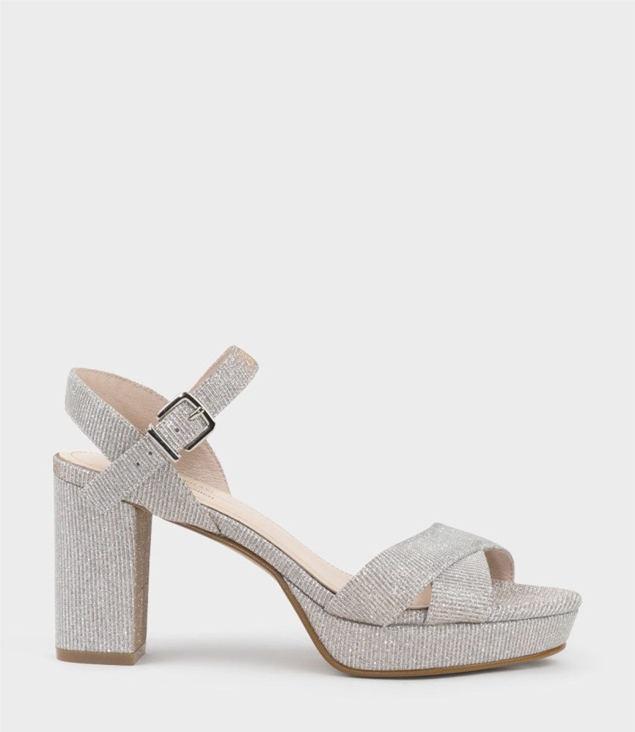 Edward Meller Rowan80 Asymmetrical Platform Sandal In Silver Ritz New