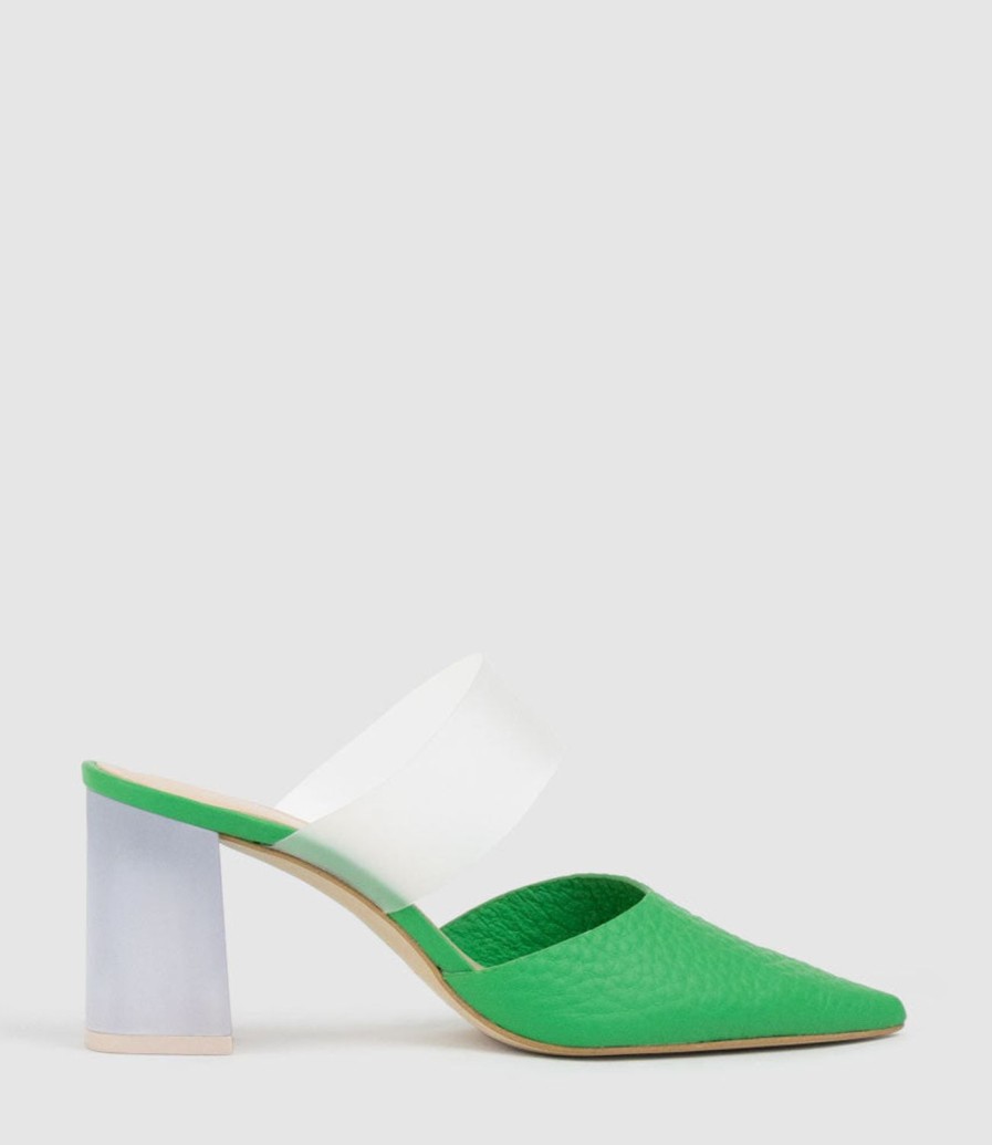 Edward Meller Astilla80 Closed Toe Slide With Frosted Heel In Green New