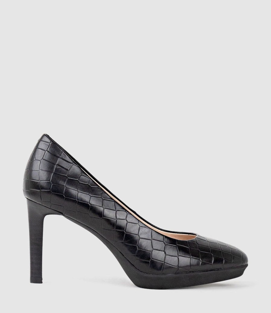 Edward Meller Clarice85 Pump On Unit In Black Croc Best