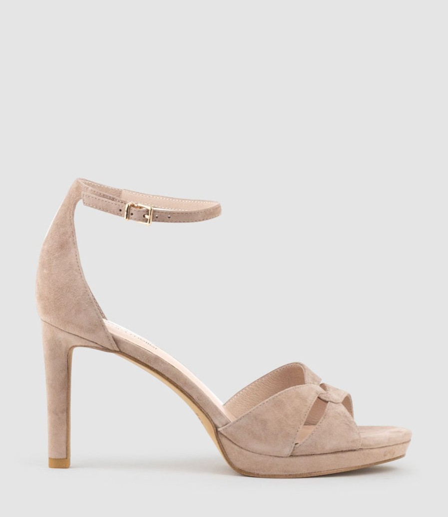 Edward Meller Spencer90 Interlocked Detail Platform Sandal In Nude Suede Wholesale