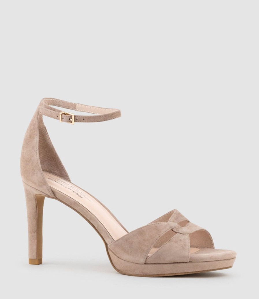 Edward Meller Spencer90 Interlocked Detail Platform Sandal In Nude Suede Wholesale