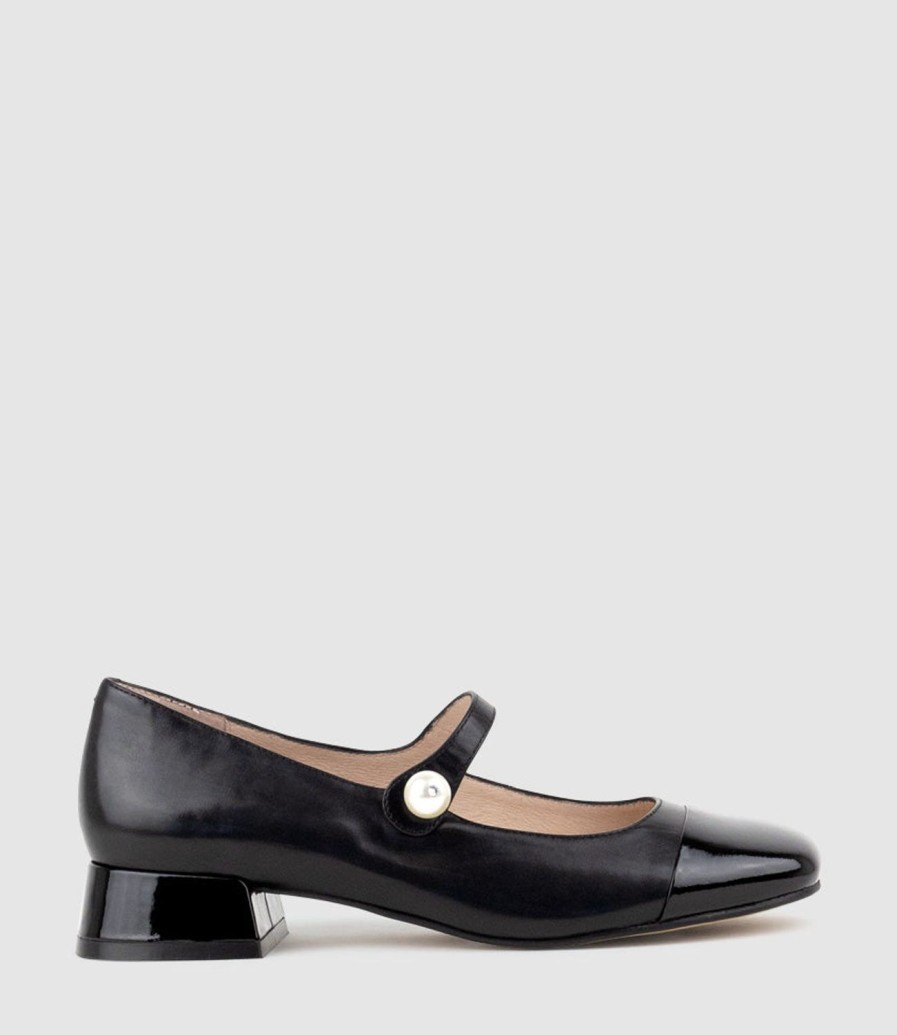 Edward Meller Capulet30 Cap Toe Mary Jane In Black Calf Wholesale