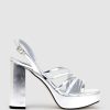 Edward Meller Rinwa100 Asymmetrical Platform Sandal In Silver Best