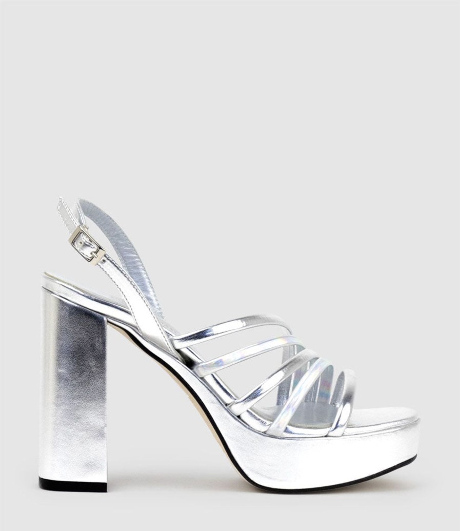 Edward Meller Rinwa100 Asymmetrical Platform Sandal In Silver Best