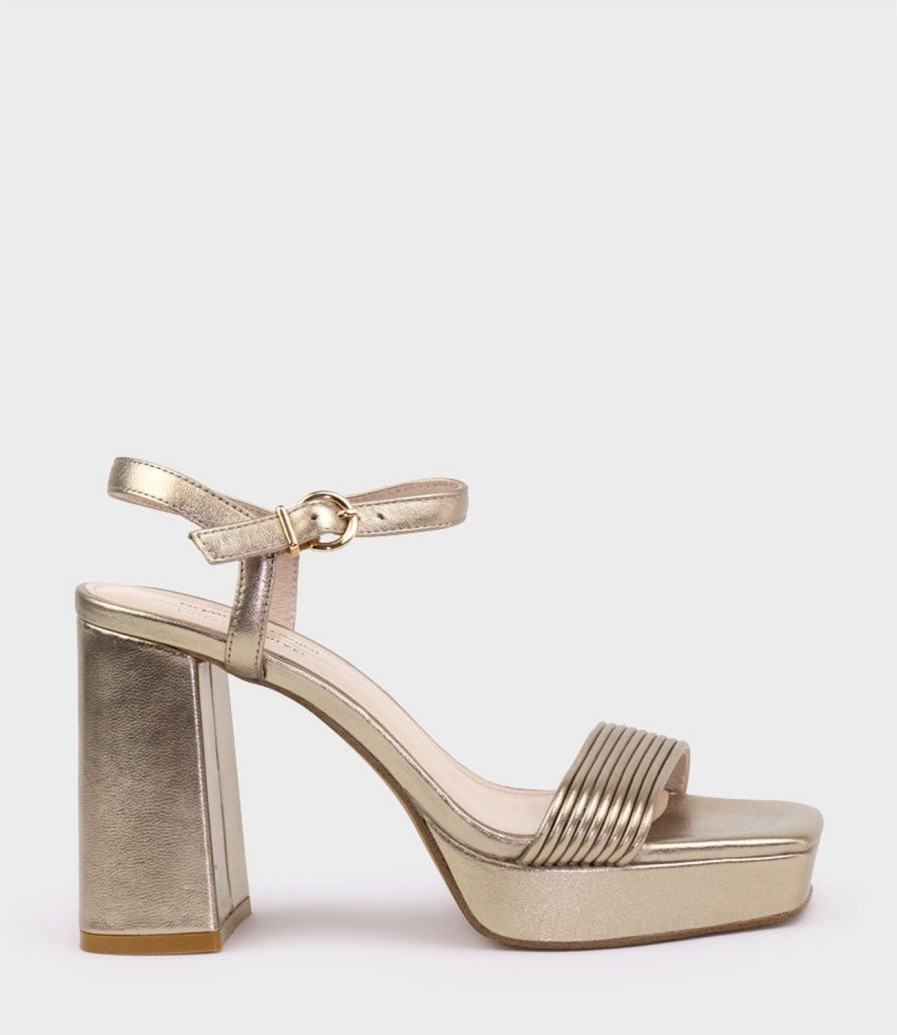 Edward Meller Rialto95 Banded Strap Platform Sandal In Rosegold Online