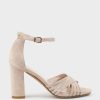 Edward Meller Karina85 Multistrap Block Heel Sandal In Blush Suede Clearance