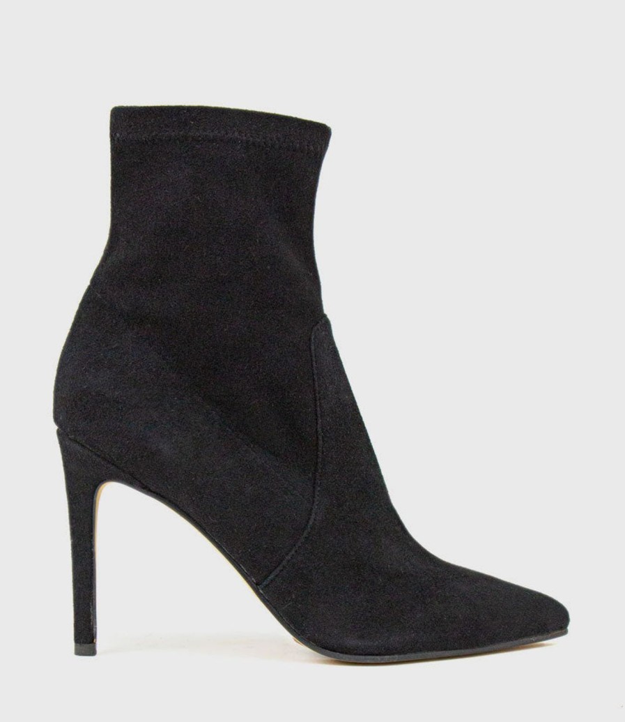 Edward Meller Zariah Fine Heel Sock Boot In Black Suede Online