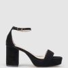 Edward Meller Resdin80 Single Strap Platform Sandal In Black Suede Online