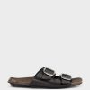 Edward Meller Kamala Buckled Slide On Footbed In Black Clearance