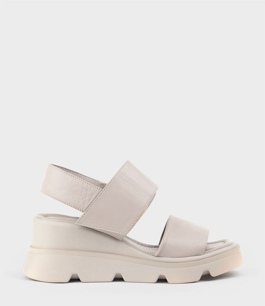 Edward Meller Lamar Two Strap Sandal On Exaggerated Unit In Grey Wholesale