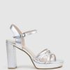 Edward Meller Ria100 Strappy Platform Sandal In Silver Clearance