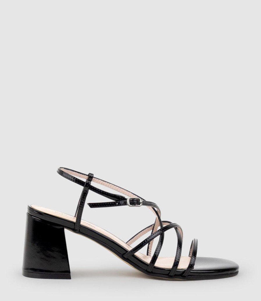 Edward Meller Kia65 Strappy Sandal In Black High Shine Online