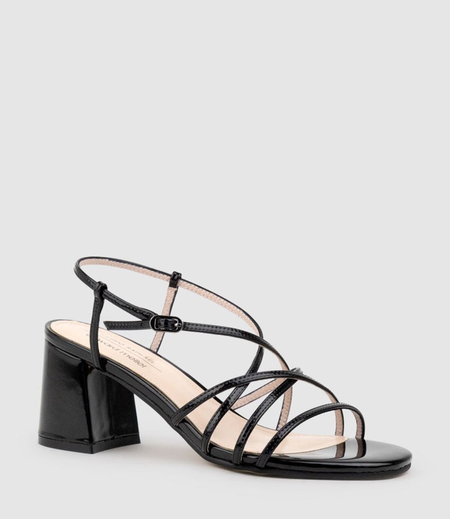 Edward Meller Kia65 Strappy Sandal In Black High Shine Online