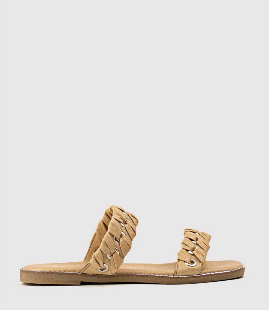 Edward Meller Henley Two Strap Slide With Metal Detail In Natural Online