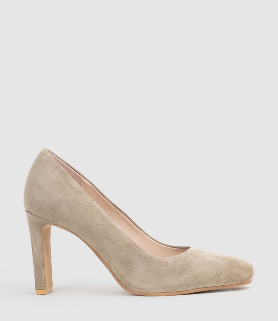 Edward Meller Brooklyn85 Square Toe Pump In Latte Suede Best