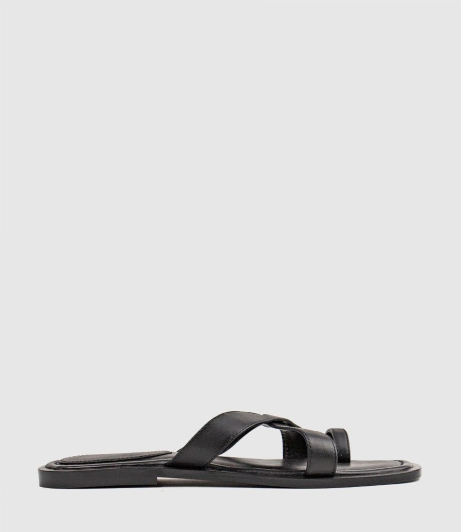 Edward Meller Tiana Crossover Toe Thong In Black Clearance