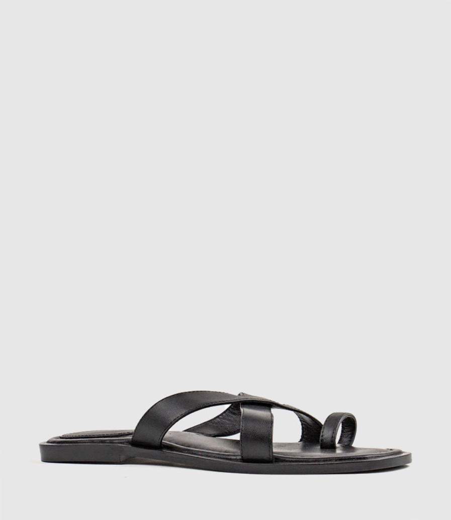 Edward Meller Tiana Crossover Toe Thong In Black Clearance