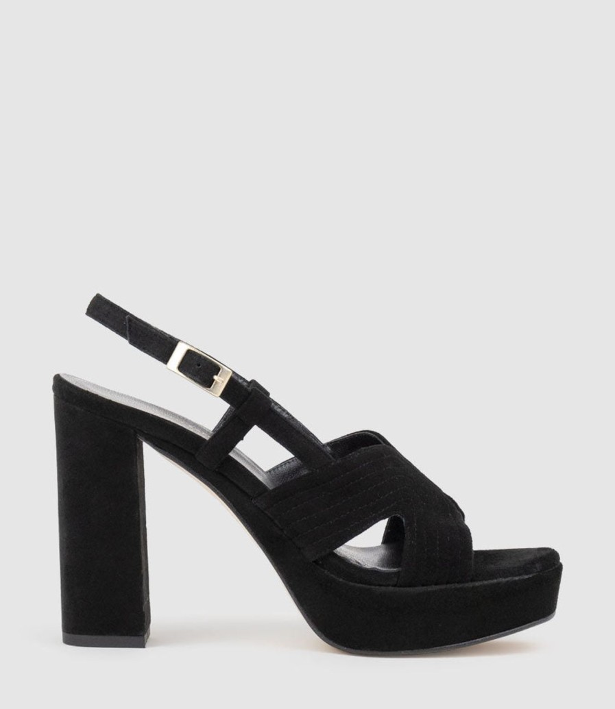 Edward Meller Rastine115 Open Toe Platform Sandal In Black Suede New