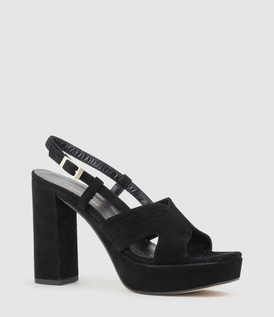 Edward Meller Rastine115 Open Toe Platform Sandal In Black Suede New