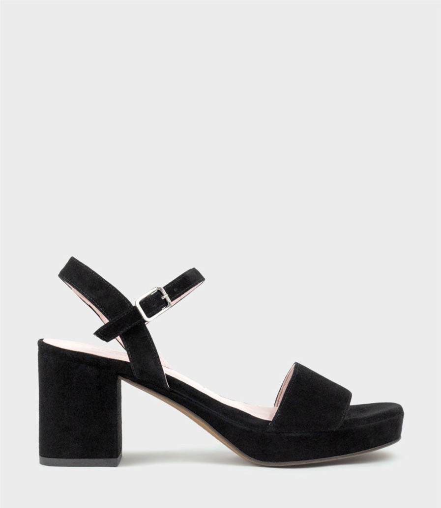 Edward Meller Sylas75 Platform Sandal In Black Suede New